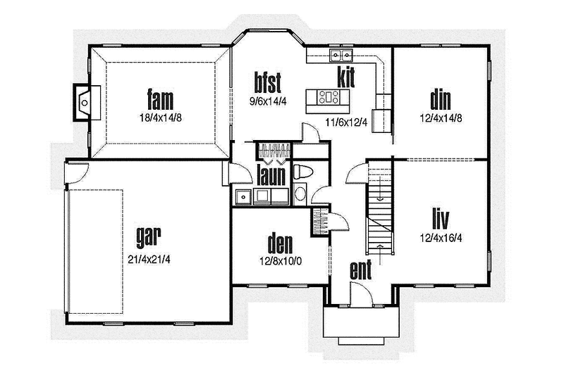Dream House Plan - Floor Plan - Main Floor for Traditional House Plan #435-22 - 4 bed, 2.5 bath