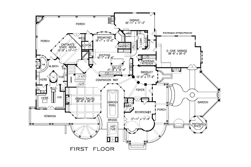 Home Plan - Floor Plan - Main Floor for Craftsman House Plan #54-340 - 5 bed, 3.5 bath