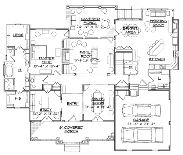 House Plan Design - Country Floor Plan - Main Floor Plan #1054-17