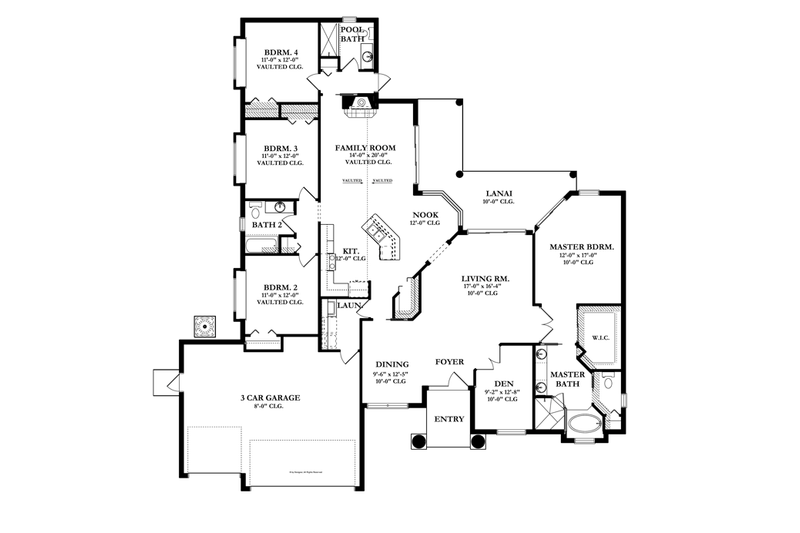 Home Plan - Floor Plan - Main Floor for Mediterranean House Plan #1058-44 - 4 bed, 3 bath