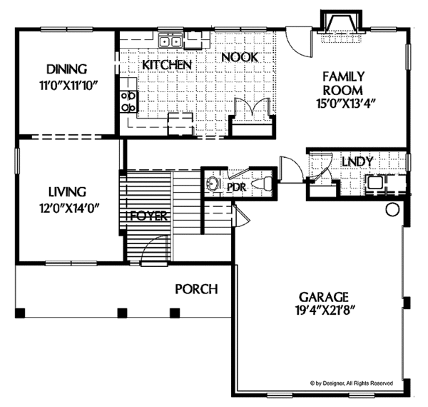 House Design - Colonial Floor Plan - Main Floor Plan #999-78