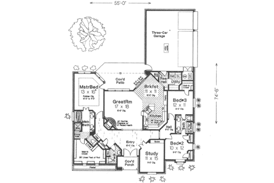 Floor Plan - Main Floor for European House Plan #310-419 - 3 bed, 2.5 bath