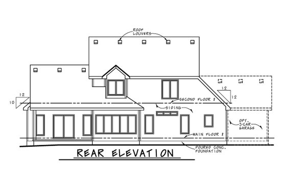 Exterior - Rear Elevation for Contemporary House Plan #20-2474 - 4 bed, 2.5 bath