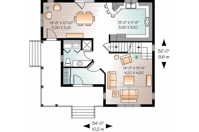 Architectural House Design - Floor Plan - Main Floor for Country House Plan #23-2464 - 3 bed, 2 bath