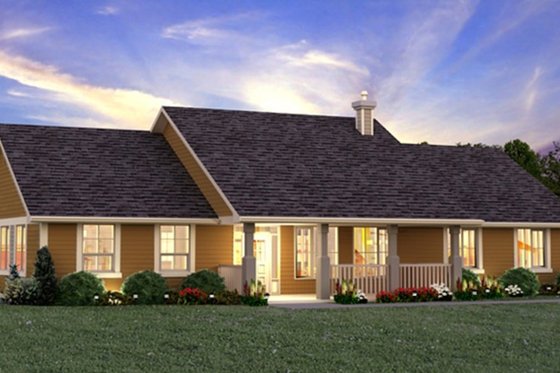Exterior - Front Elevation 3 for Ranch House Plan #18-9545 - 3 bed, 2 bath