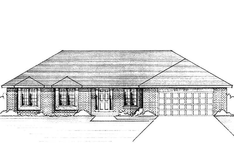 Architectural House Design - Exterior - Front Elevation 3 for Ranch House Plan #51-693 - 3 bed, 2 bath