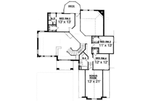 Floor Plan - Upper Floor for European House Plan #40-196 - 4 bed, 3.5 bath