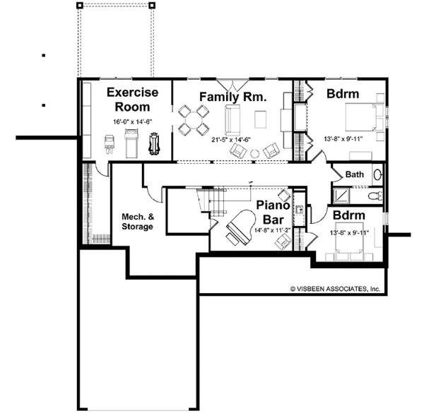 Craftsman Floor Plan - Lower Floor Plan #928-82