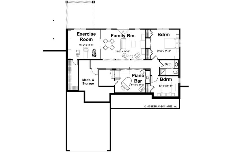 Home Plan - Floor Plan - Lower Floor for Craftsman House Plan #928-82 - 3 bed, 2.5 bath