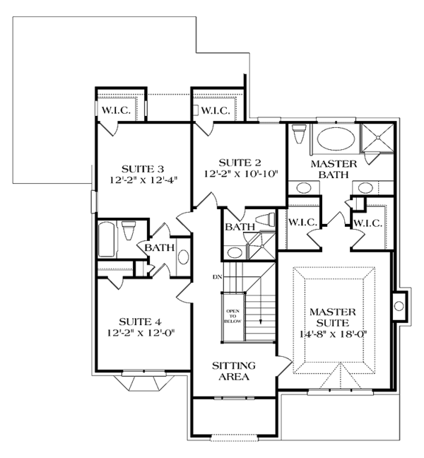 House Blueprint - Classical Floor Plan - Upper Floor Plan #453-345