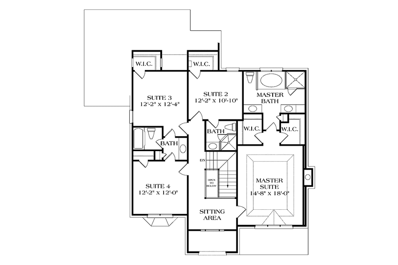 House Blueprint - Floor Plan - Upper Floor for Classical House Plan #453-345 - 4 bed, 3.5 bath