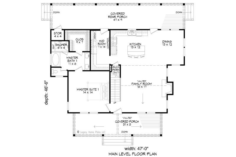 Architectural House Design - Floor Plan - Main Floor for Southern House Plan #932-811 - 2 bed, 3 bath