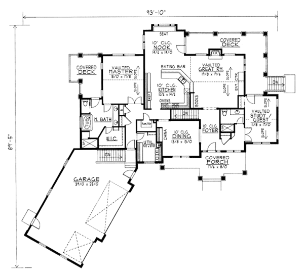 House Blueprint - Craftsman Floor Plan - Main Floor Plan #1037-18