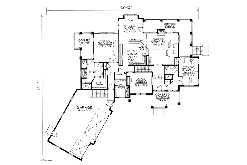 House Blueprint - Floor Plan - Main Floor for Craftsman House Plan #1037-18 - 4 bed, 3 bath