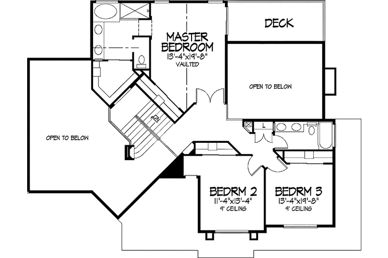 Home Plan - Floor Plan - Upper Floor for Mediterranean House Plan #320-982 - 3 bed, 2.5 bath