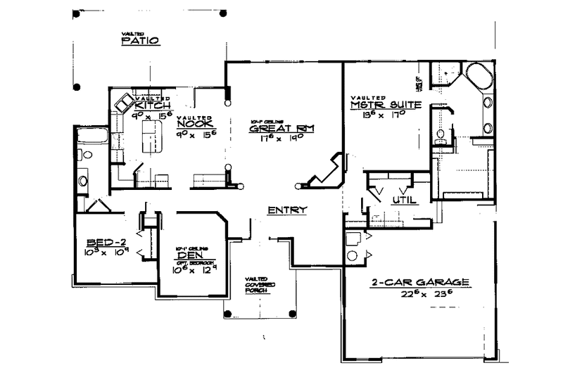 Dream House Plan - Floor Plan - Main Floor for Country House Plan #308-276 - 3 bed, 2 bath
