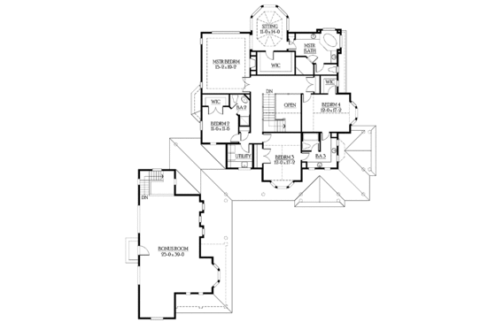 Floor Plan - Upper Floor for Country House Plan #132-516 - 5 bed, 4.5 bath