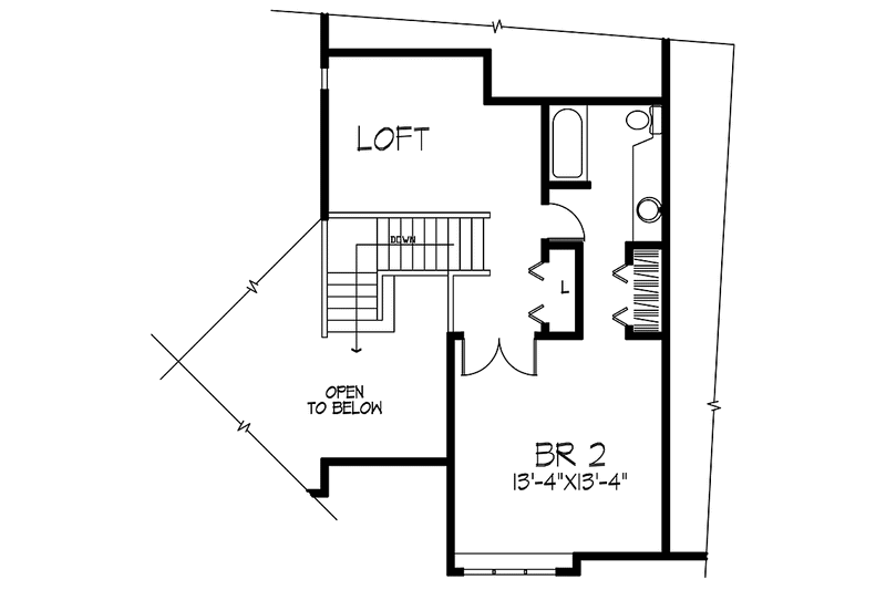 House Blueprint - Floor Plan - Upper Floor for Prairie House Plan #320-1157 - 2 bed, 2.5 bath