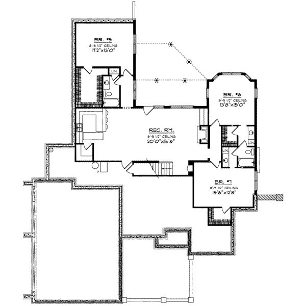 Architectural House Design - European Floor Plan - Lower Floor Plan #70-637