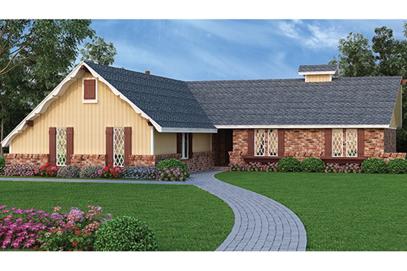 House Plan Design - Exterior - Front Elevation 3 for European House Plan #45-566 - 4 bed, 2 bath