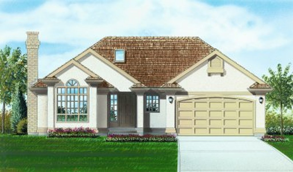 Exterior - Front Elevation 2 for Mediterranean House Plan #47-620 - 3 bed, 2 bath