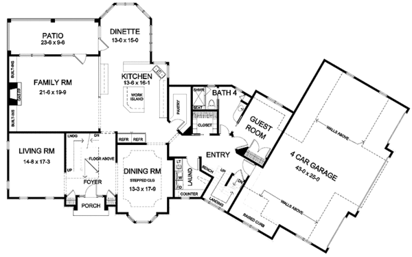 Architectural House Design - Craftsman Floor Plan - Main Floor Plan #328-438
