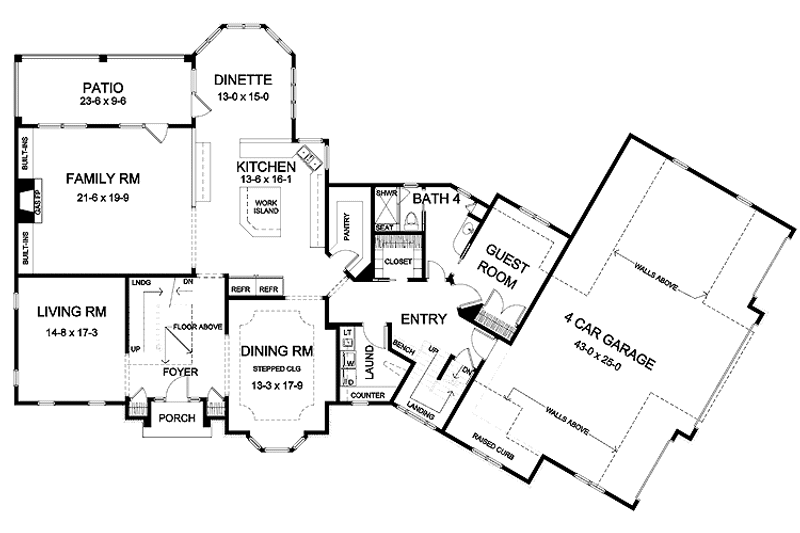 Home Plan - Floor Plan - Main Floor for Craftsman House Plan #328-438 - 4 bed, 4 bath
