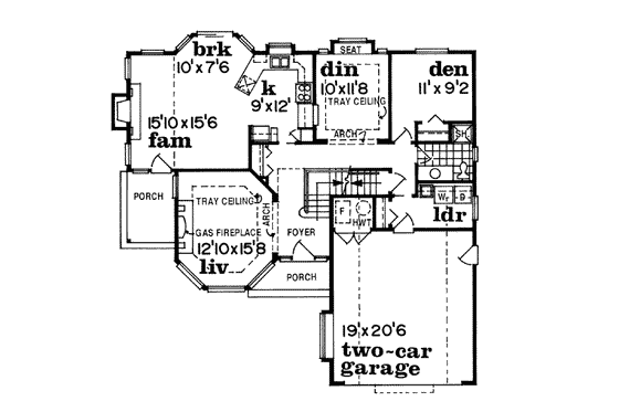 Floor Plan - Main Floor for Traditional House Plan #47-481 - 3 bed, 2.5 bath