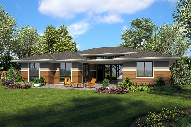 House Design - Exterior - Rear Elevation for Ranch House Plan #48-927 - 4 bed, 3 bath
