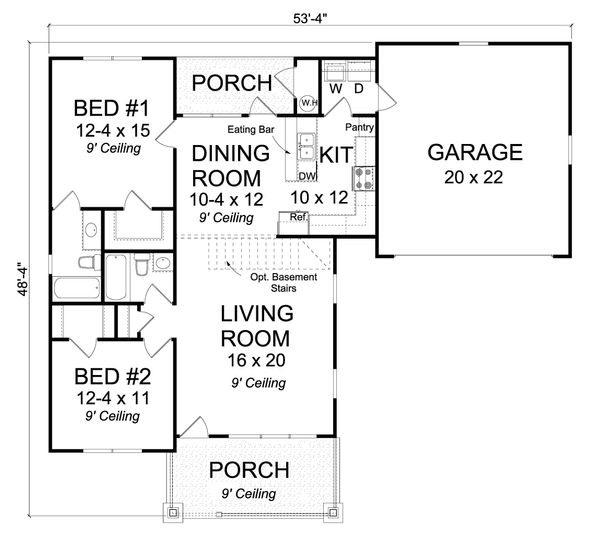 House Blueprint - Cottage Floor Plan - Main Floor Plan #513-2083