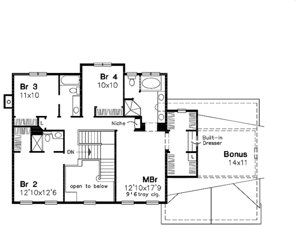 House Plan Design - Classical Floor Plan - Upper Floor Plan #320-522