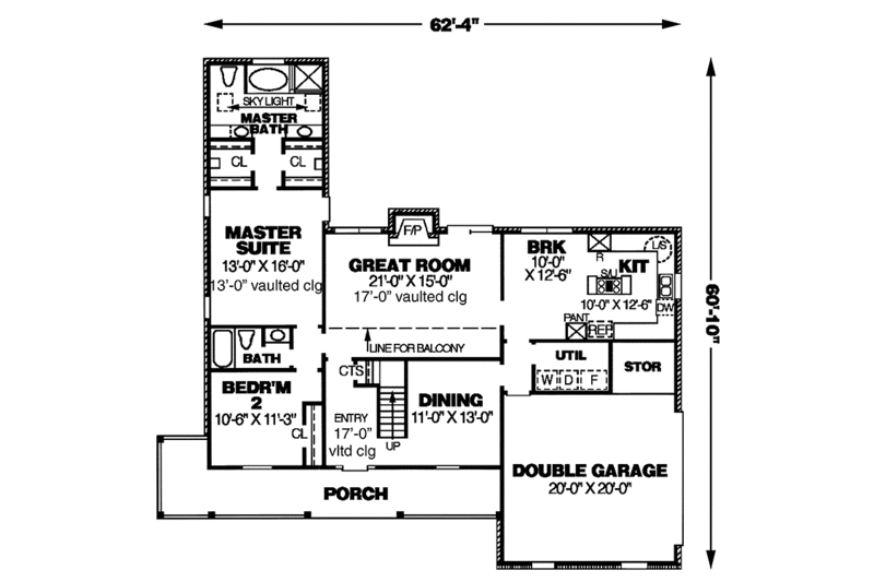 Home Plan - Floor Plan - Main Floor for Country House Plan #34-266 - 3 bed, 3 bath