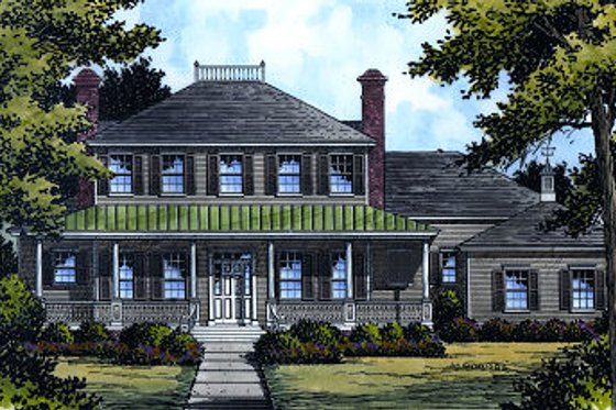 Exterior - Front Elevation for Southern House Plan #417-409 - 4 bed, 5 bath