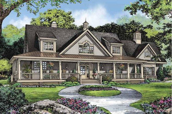 Exterior - Front Elevation 3 for Country House Plan #929-806 - 3 bed, 3.5 bath