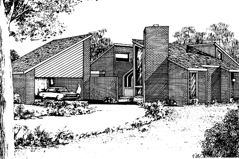 House Blueprint - Contemporary Exterior - Front Elevation Plan #72-1061