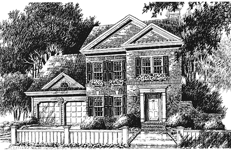 Dream House Plan - Exterior - Front Elevation 3 for Colonial House Plan #429-235 - 4 bed, 3.5 bath