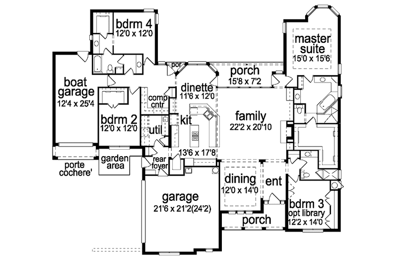 Home Plan - Floor Plan - Main Floor for Traditional House Plan #84-711 - 4 bed, 3 bath