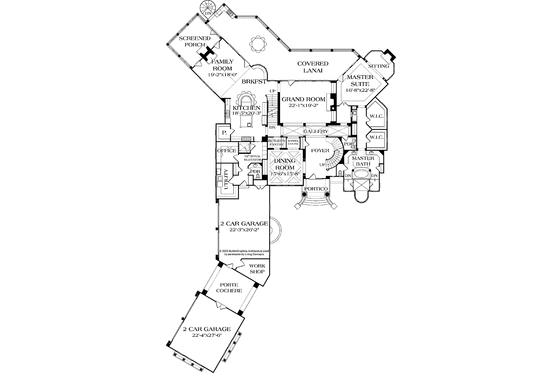 Floor Plan - Main Floor for Mediterranean House Plan #453-610 - 5 bed, 7 bath