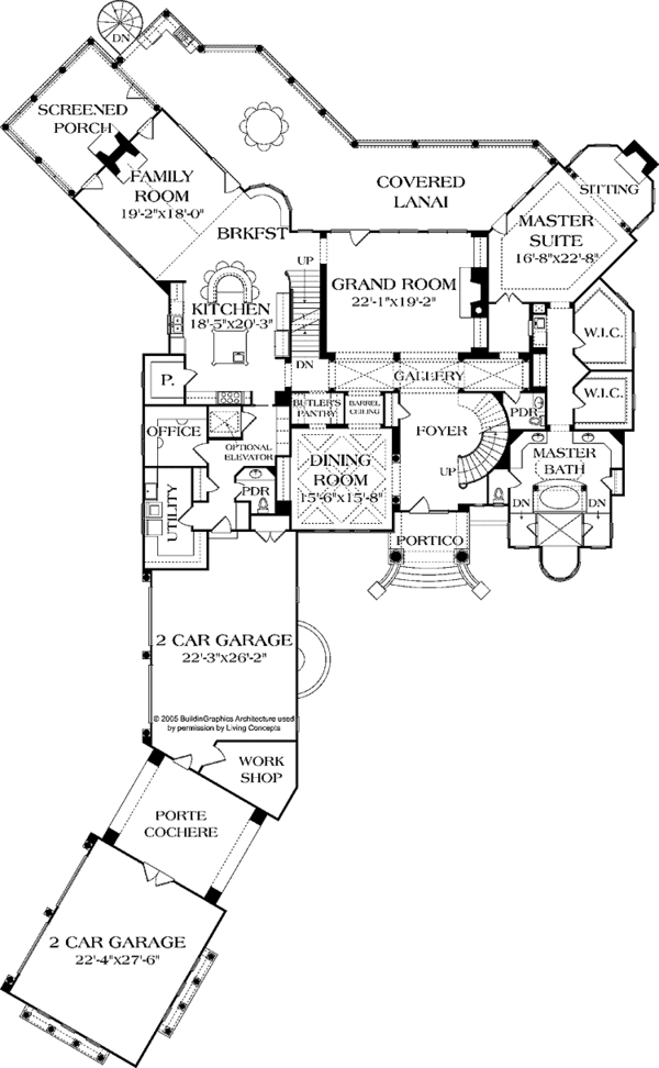 Architectural House Design - Mediterranean Floor Plan - Main Floor Plan #453-610