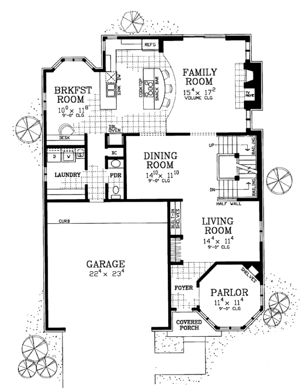 House Blueprint - Country Floor Plan - Main Floor Plan #72-1124