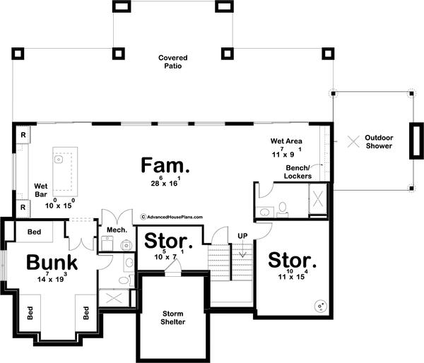 Craftsman Floor Plan - Lower Floor Plan #455-310