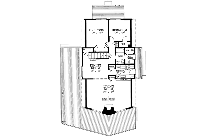 Architectural House Design - Floor Plan - Main Floor House Plan #72-1048 - 3 bed, 2 bath