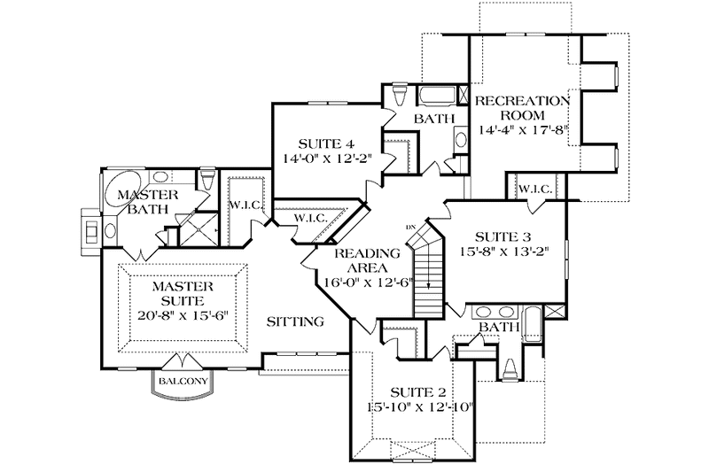 Dream House Plan - Floor Plan - Upper Floor for European House Plan #453-183 - 4 bed, 3.5 bath