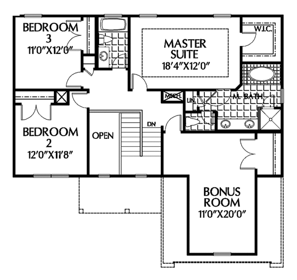 Dream House Plan - Colonial Floor Plan - Upper Floor Plan #999-83