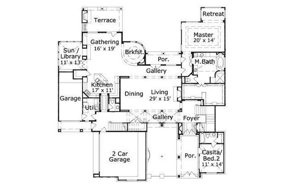 Floor Plan - Main Floor for European House Plan #411-581 - 3 bed, 4.5 bath