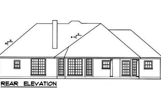 Exterior - Rear Elevation for European House Plan #40-320 - 3 bed, 2 bath