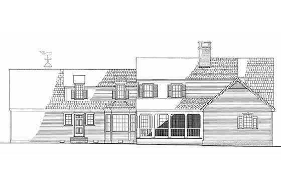 Exterior - Rear Elevation for Colonial House Plan #137-193 - 4 bed, 3 bath