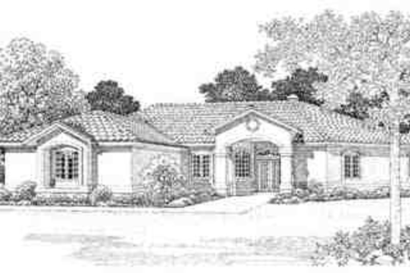 House Blueprint - Adobe / Southwestern Exterior - Front Elevation Plan #72-221