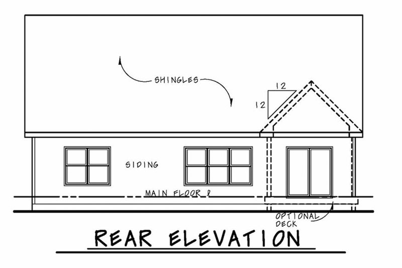 Architectural House Design - Exterior - Rear Elevation for Ranch House Plan #20-2314 - 2 bed, 2.5 bath