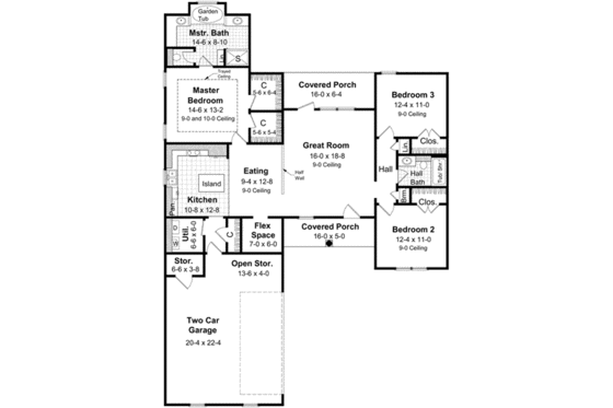 Floor Plan - Main Floor for Traditional House Plan #21-163 - 3 bed, 2 bath